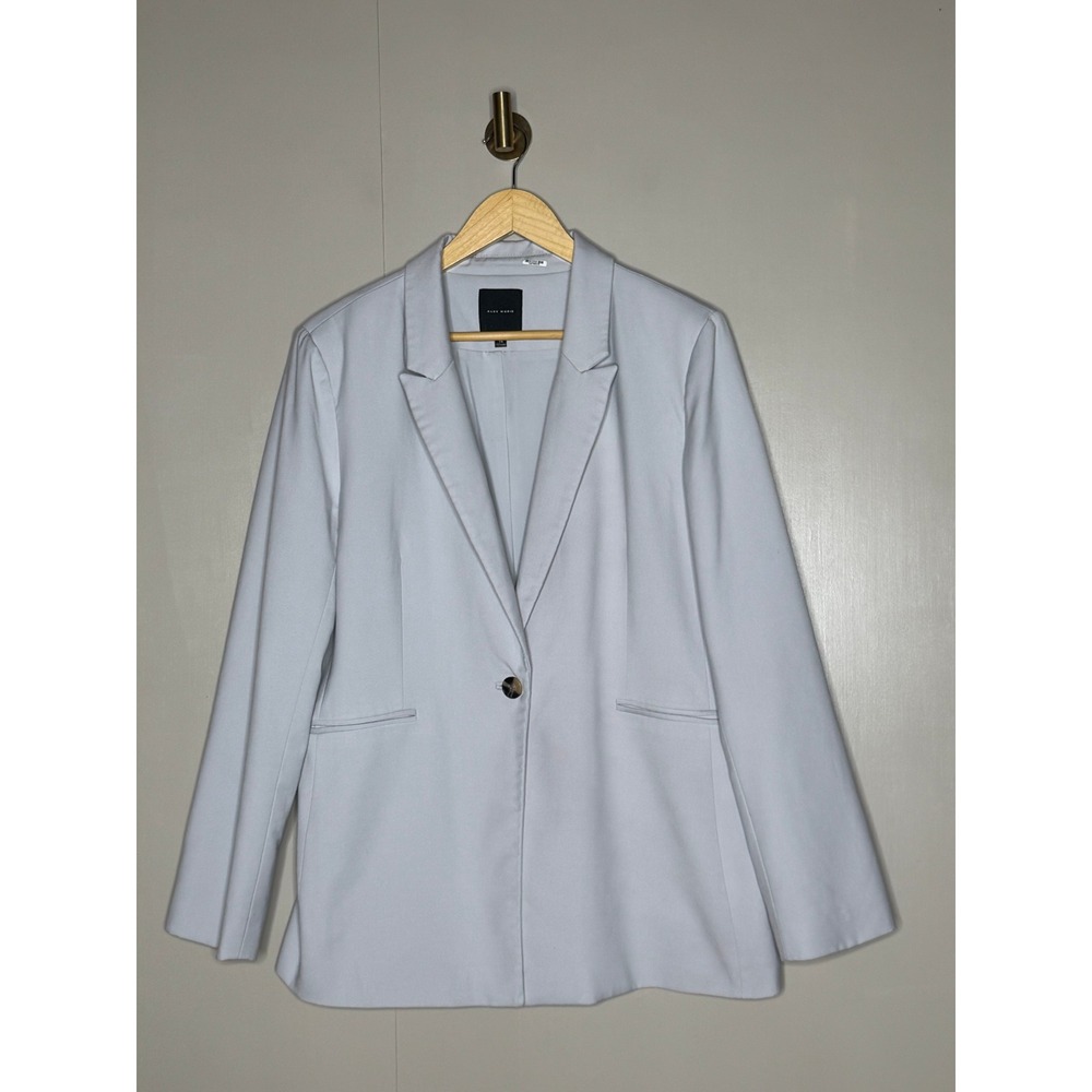 Alex Marie Blue Gray Single Button Blazer Women's 14 Tailored Career Jacket